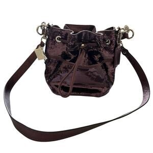 Coach Poppy Special Edition Sequins Amethyst Cinch Drawstring Bucket 17906 NWT